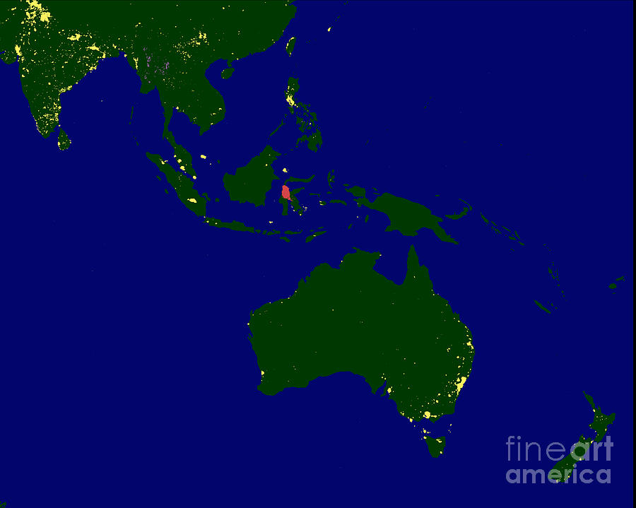 Coloured Satellite Image Of Australasia At Night #1 Photograph by Copyright W.t. Sullivan Iii/science Photo Library
