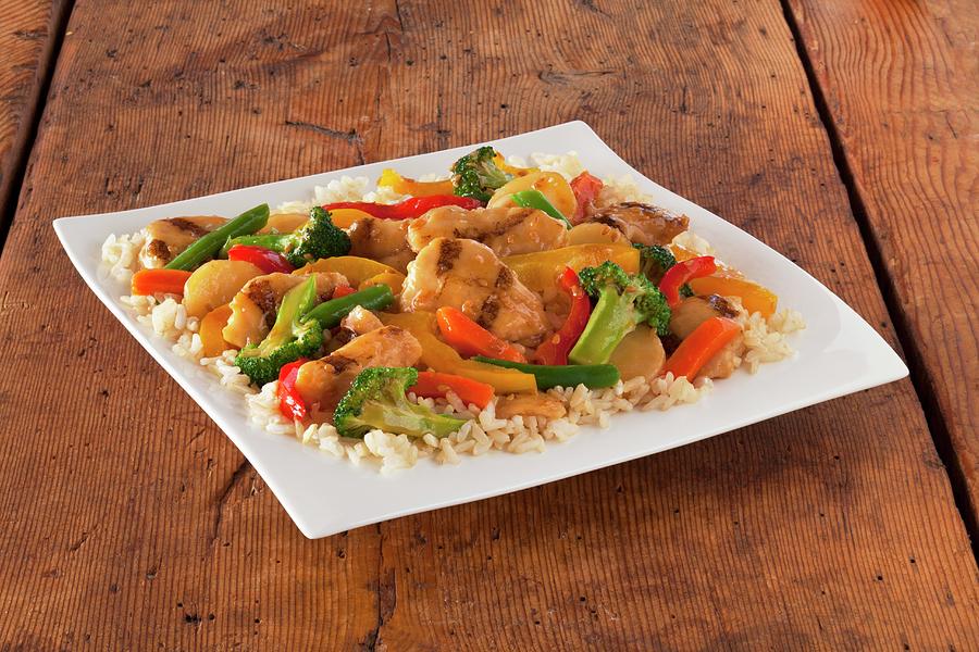 Colourful Chicken And Vegetable Stir Fry With Rice #1 Photograph by Jon Edwards Photography