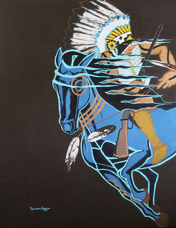 Comanche Blue Painting by Eric Tippeconnic Pixels