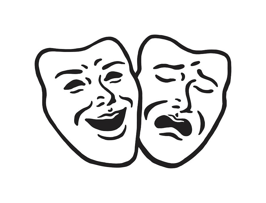 Comedy and Tragedy Masks Drawing by CSA Images - Fine Art America