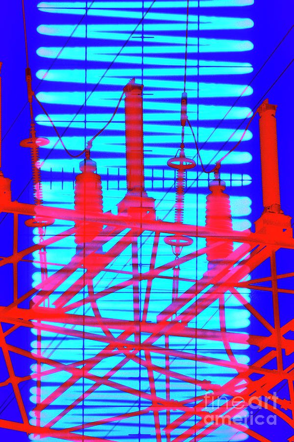 Computer Artwork Of High-voltage Power Lines #1 Photograph by Alfred Pasieka/science Photo Library