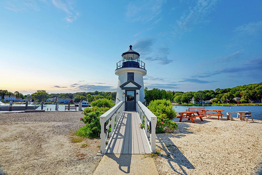 Boat Digital Art - Connecticut, Mystic, Mystic Seaport Museum, Seaport Village, Lighthouse #1 by Lumiere