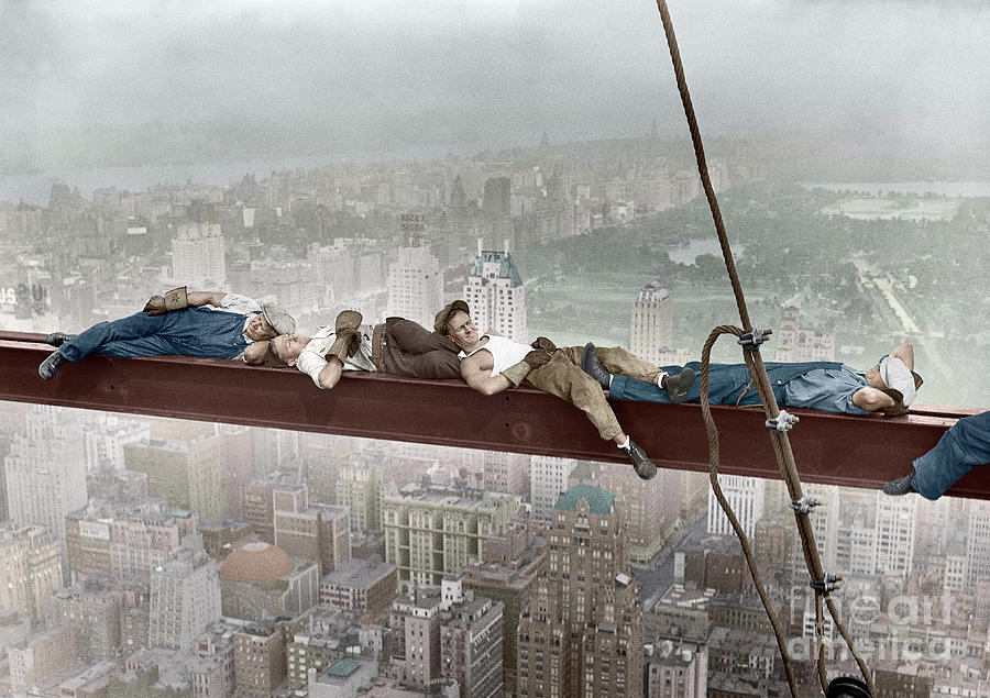 Construction Workers Resting On Steel #1 Photograph by Bettmann