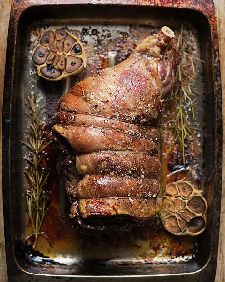 Still Life Digital Art - Cooked Leg Of Lamb In Roasting Tin #1 by Ross Woodhall