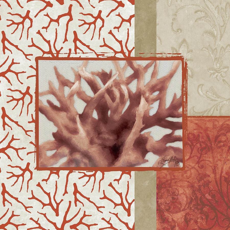 Red Mixed Media - Coral Branch II #1 by Elizabeth Medley