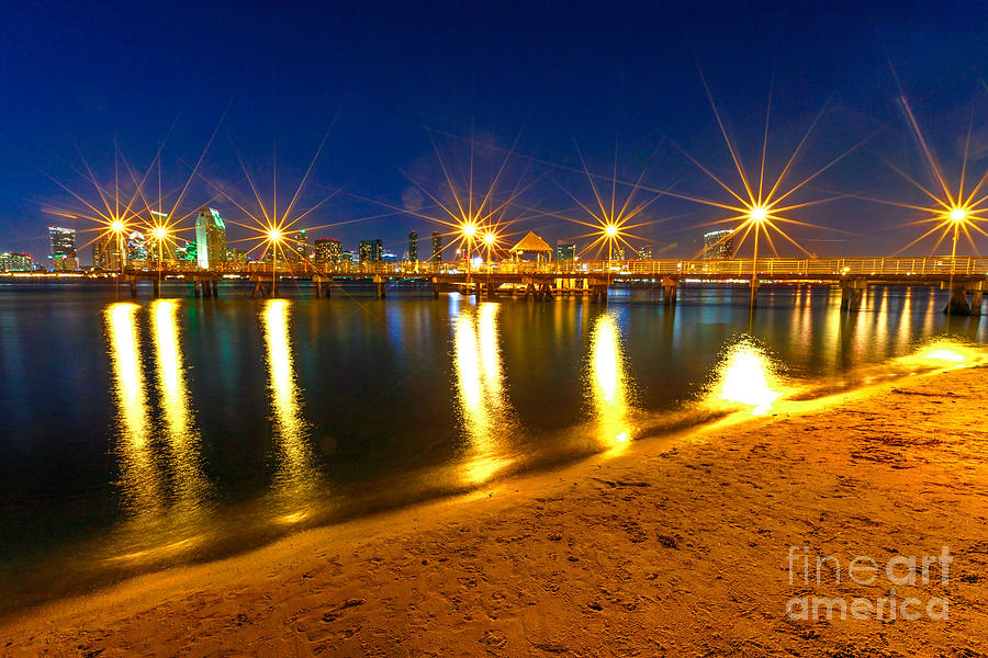 Coronado Pier by night #1 Photograph by Benny Marty