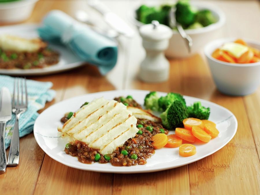 Cottage Pie With A Side Of Vegetables #1 Photograph by Ian Garlick