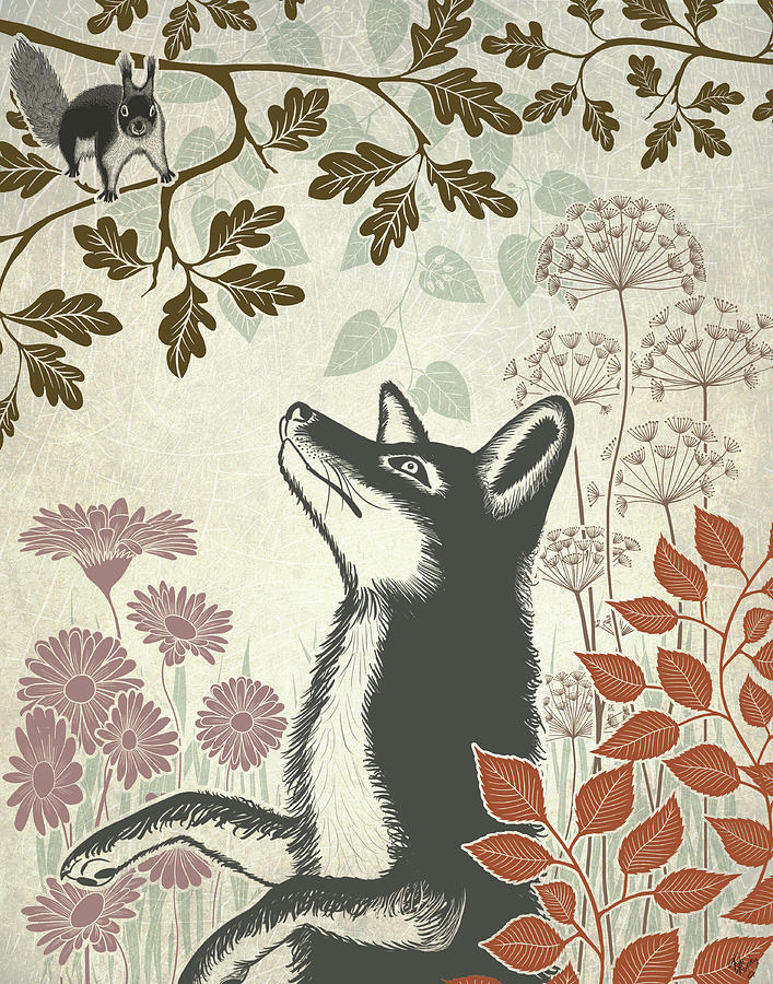 Vertebrate Painting - Country Lane Fox 5, Earth #1 by Fab Funky