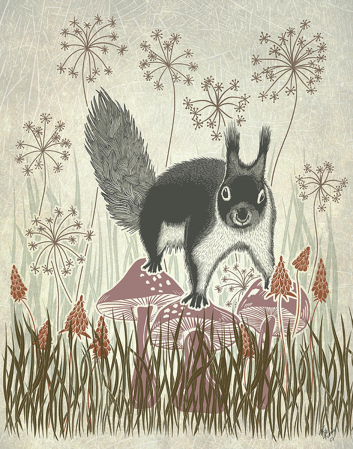 Rabbit Painting - Country Lane Squirrel 3, Earth #1 by Fab Funky