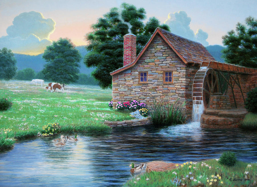 Cottage Painting - Country Mill #1 by Richard Burns
