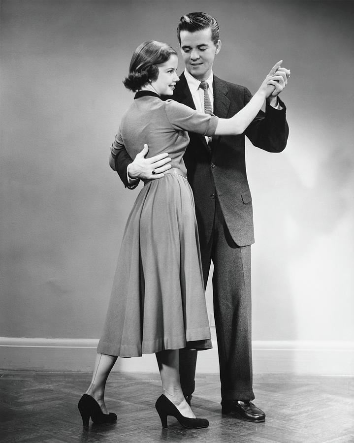 Couple Dancing In Studio, B&w #1 Photograph by George Marks