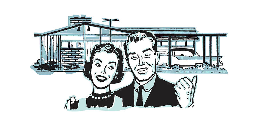 Architecture Drawing - Couple in Front of New House #1 by CSA Images