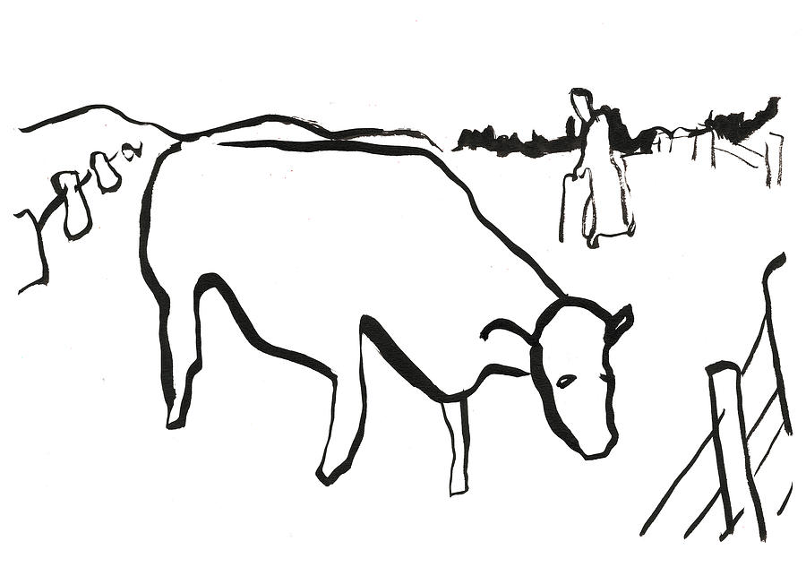 Cow in a Field #1 Painting by Edgeworth Johnstone