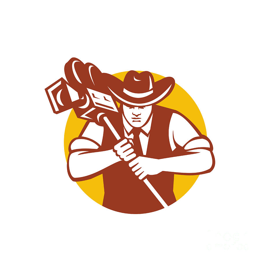 Cowboy Camera Operator Mascot Digital Art