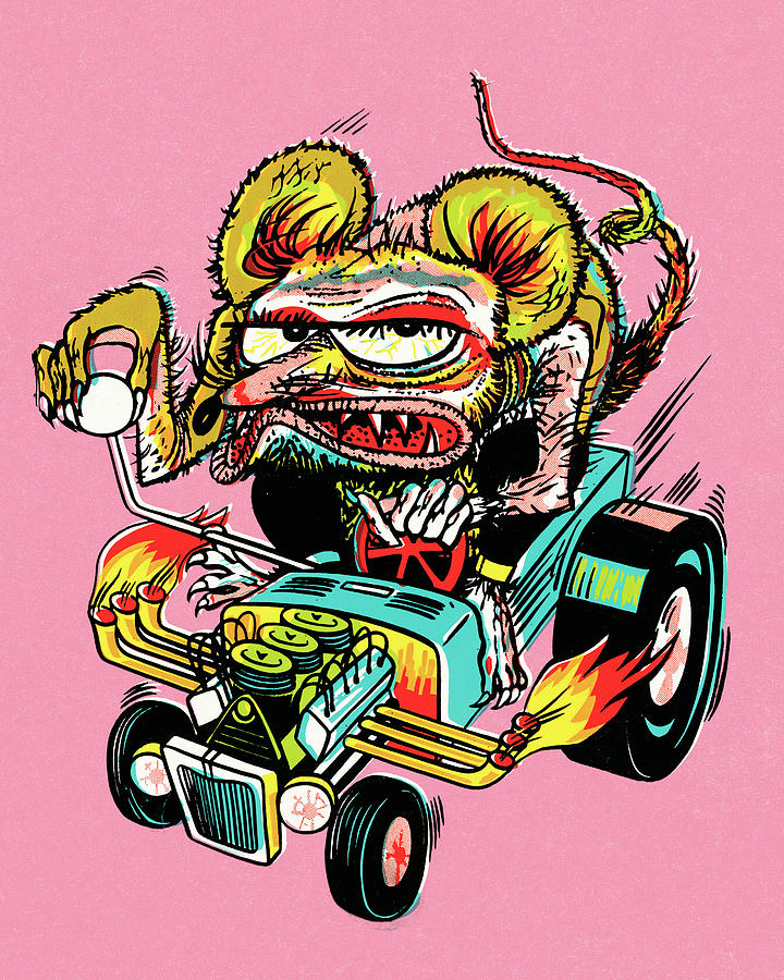 Mouse Drawing - Crazy person driving #1 by CSA Images