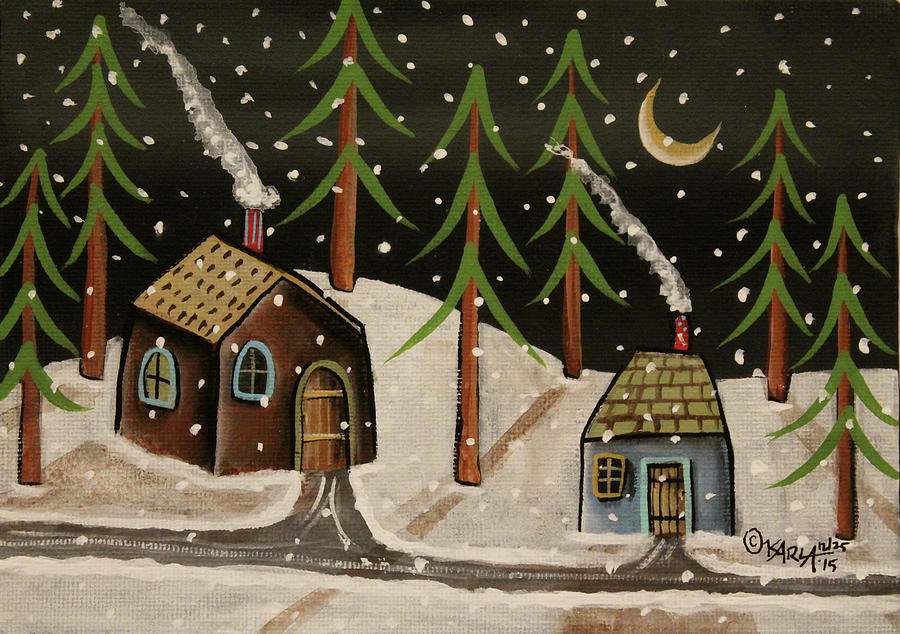 Winter Painting - Crescent Moon #1 by Karla Gerard