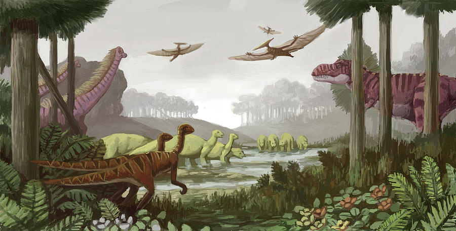 Cretaceous Period, Illustration #1 Painting by Spencer Sutton