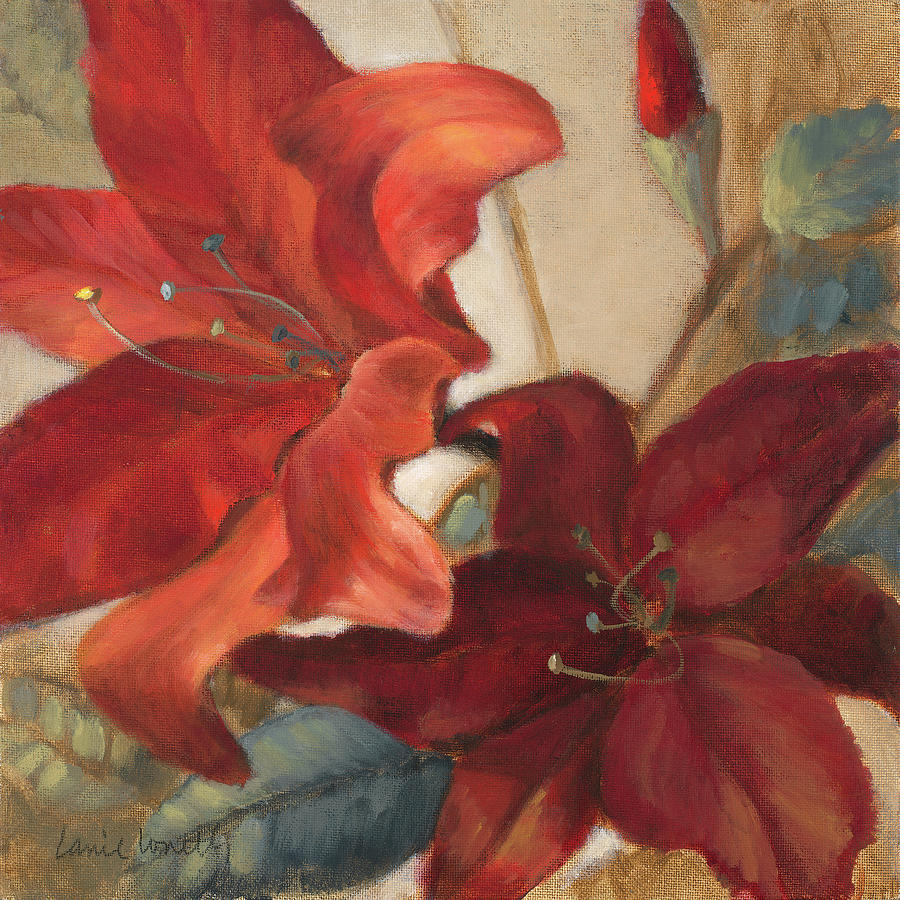 Flowers Still Life Painting - Crimson Fleurish I #1 by Lanie Loreth
