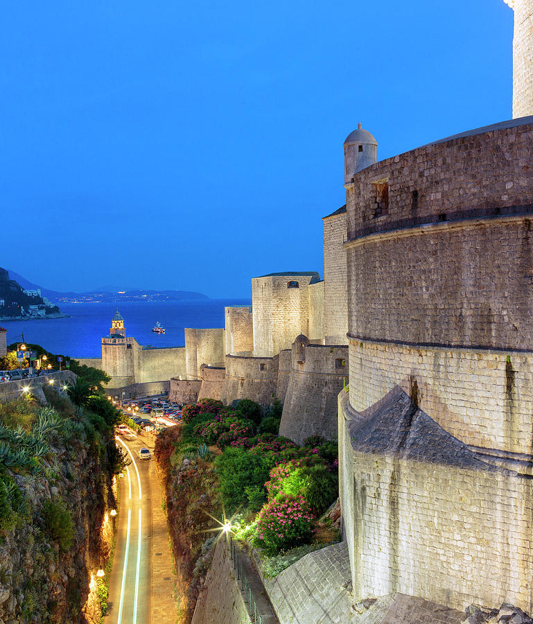 Croatia, Dalmatia, Dubrovnik, Mediterranean Sea, Adriatic Sea, Adriatic Coast, Views And Panoramic Of The Ancient Walls Of The City #1 Digital Art by Paolo Giocoso