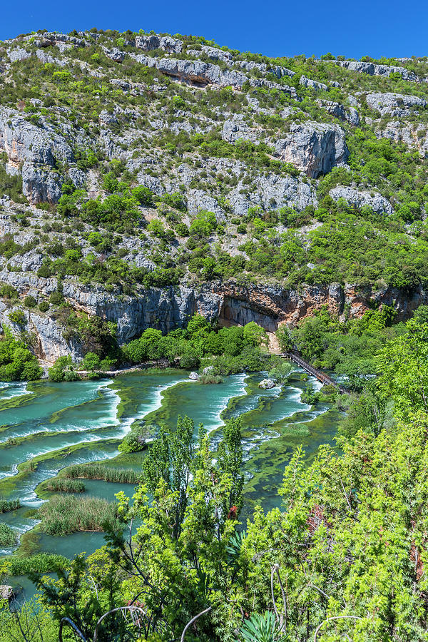 Croatia, Dalmatia, Krka National Park, Cascades On Roski Slap Waterfalls #1 Digital Art by Sebastian Wasek