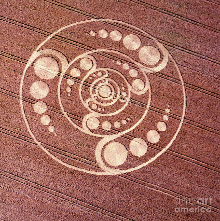 Crop Circle In Wheat Field, Golden Ball Hill, Alton Priors, Vale Of Pewsey, Wiltshire Photograph by Unknown