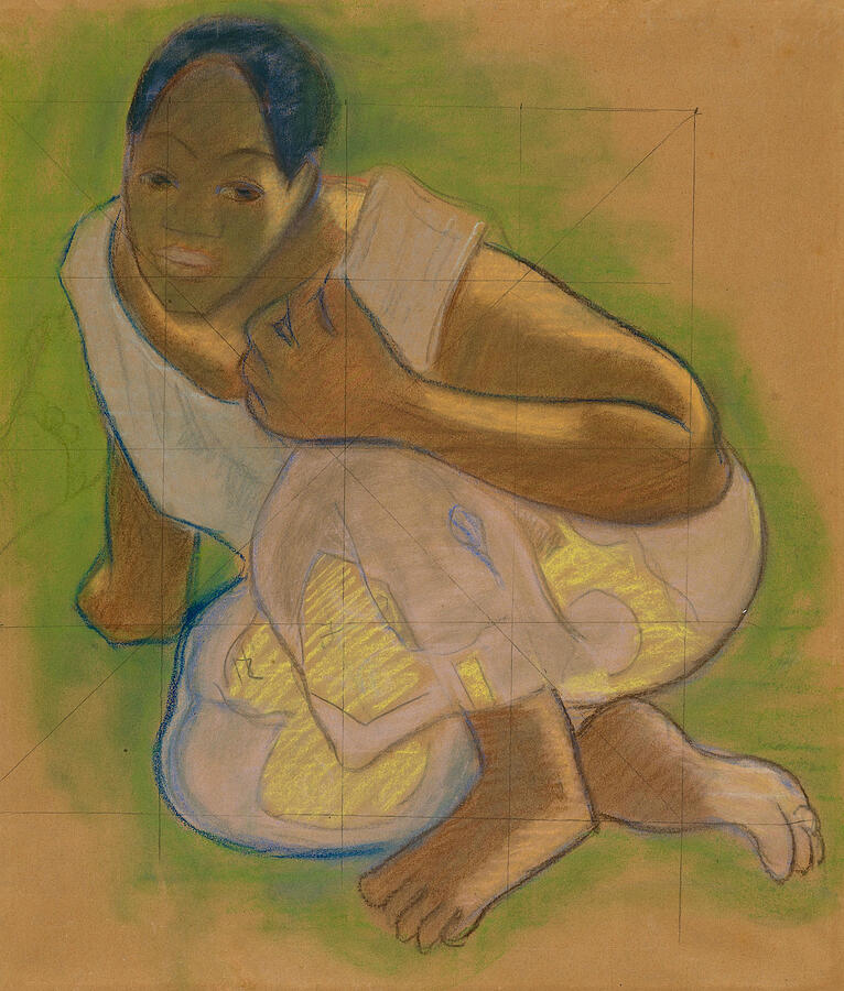 Crouching Tahitian Woman by Paul Gauguin Crouching Tahitian Woman by Paul Gauguin