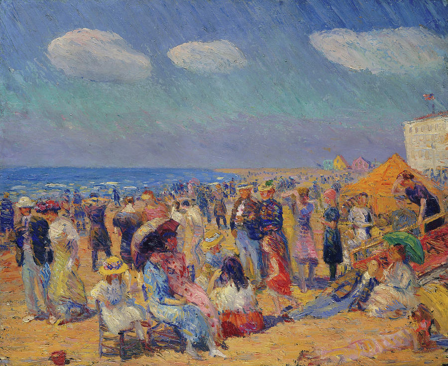 William James Glackens Painting - Crowd at the Seashore #1 by William Glackens
