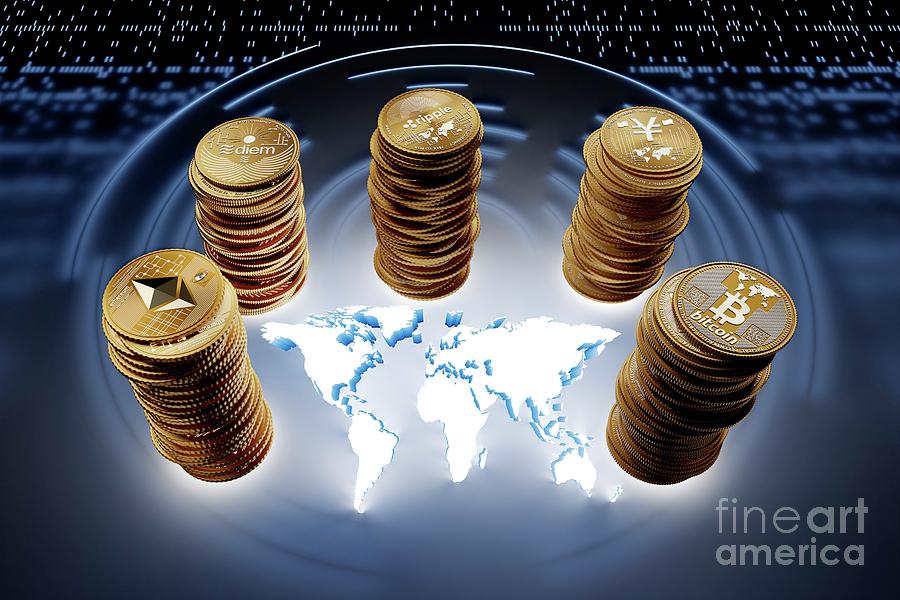 Cryptocurrencies #1 Photograph by Patrick Landmann/science Photo Library