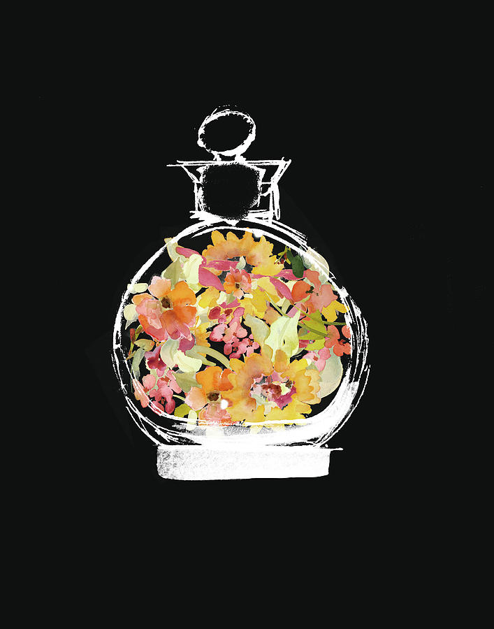 Perfume Painting - Crystal Watercolor Perfume On Black I #1 by Lanie Loreth