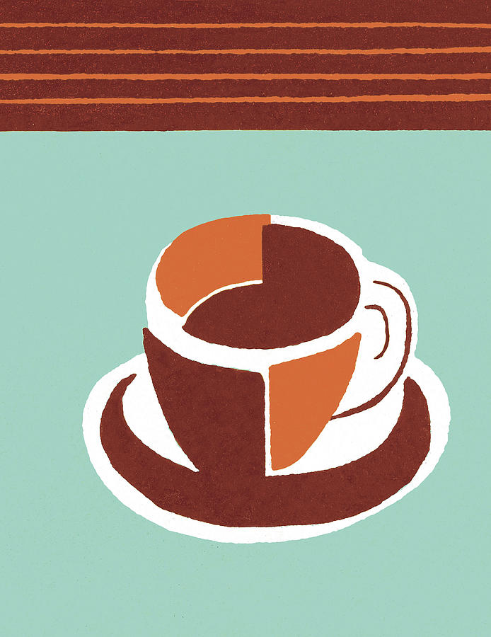Coffee Drawing - Cup and Saucer #1 by CSA Images