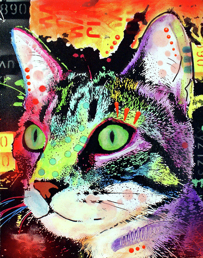 Animal Mixed Media - Curiosity Cat #1 by Dean Russo