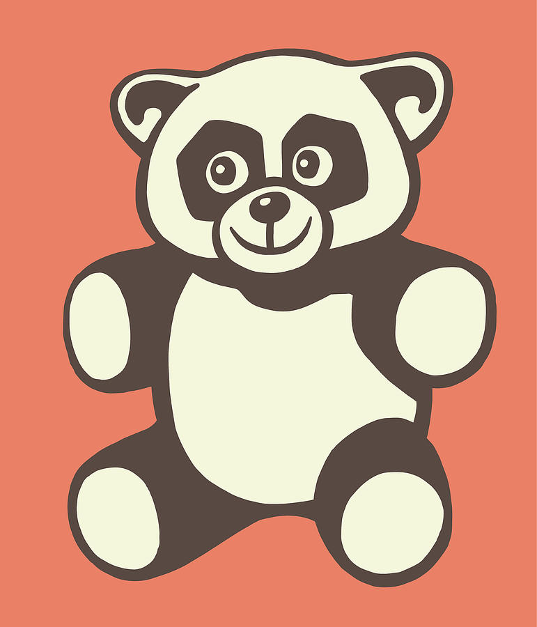 Vintage Drawing - Cute Panda Bear #1 by CSA Images