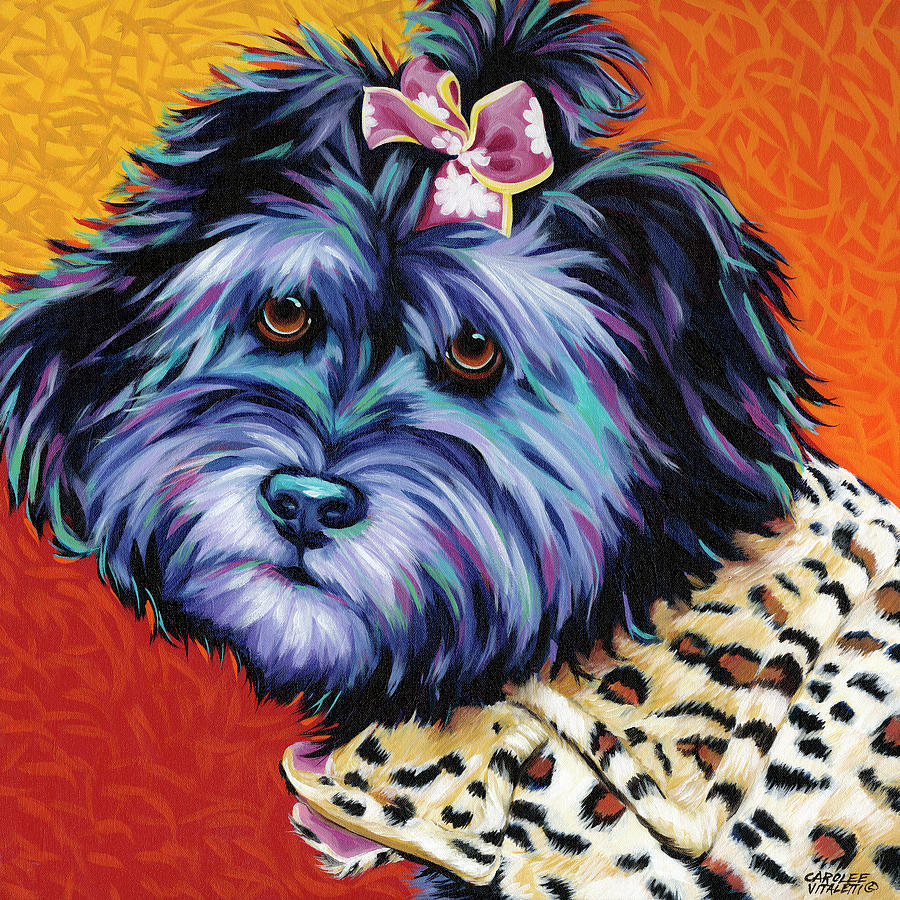 Cute Pups IIi #1 Painting by Carolee Vitaletti