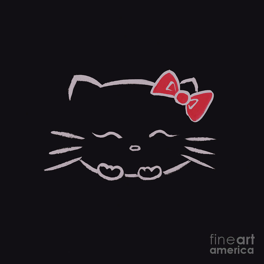 Cute smiling Hello kitty Japanese kawaii cartoon cat illustratio Mixed  Media by Awen Fine Art Prints - Pixels
