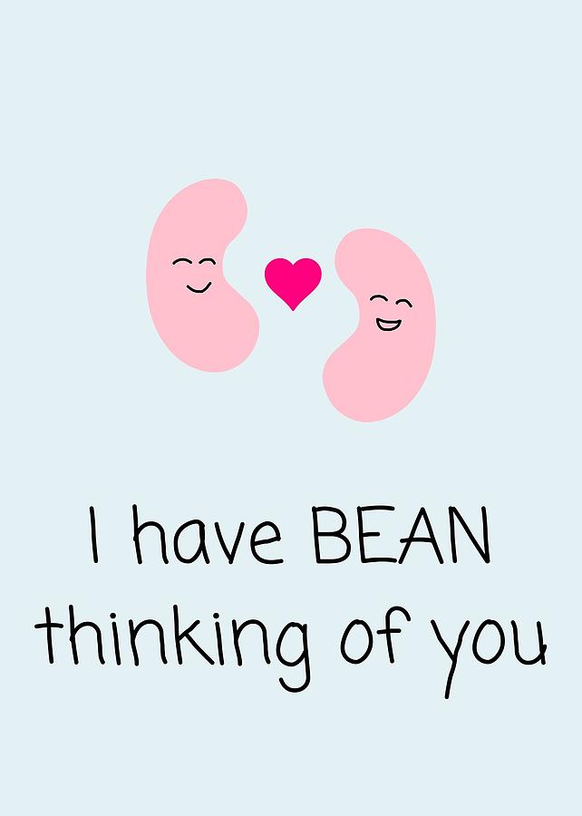 Funny Digital Art - Cute Valentine Card - Romantic Valentines Day Card - Card For Boyfriend, Girlfriend - Bean Thinking #1 by Joey Lott