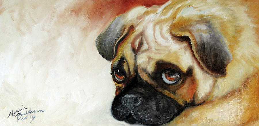 Dog Painting - Cutie Pie Pug #1 by Marcia Baldwin