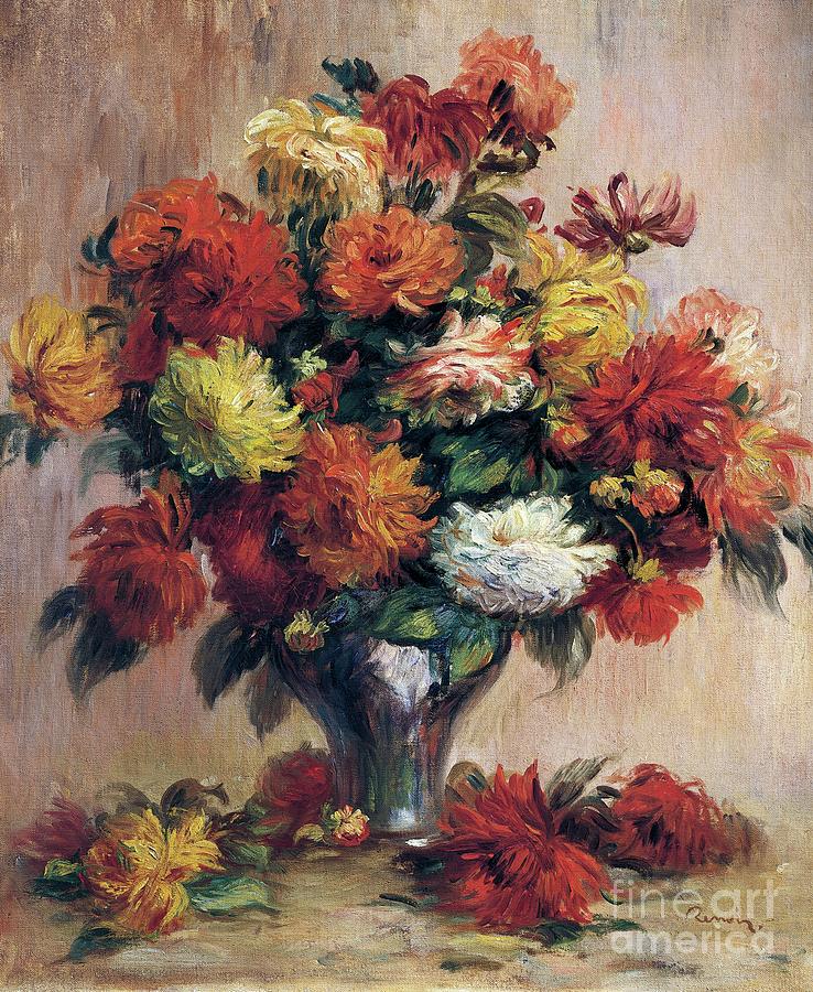 Dahlias By Renoir Painting by Pierre-auguste Renoir