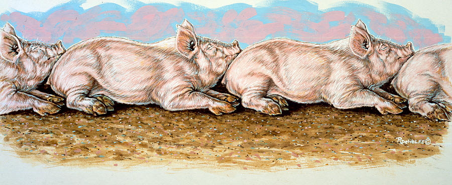 Pig Painting - Daisy Chain #1 by Richard De Wolfe