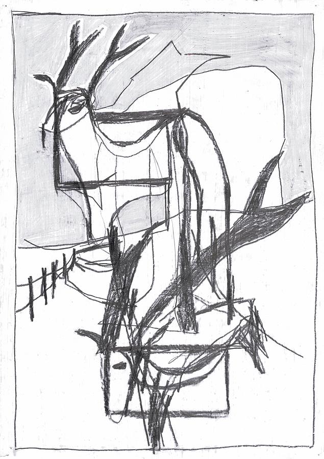 Deer by a fence #1 Drawing by Edgeworth Johnstone