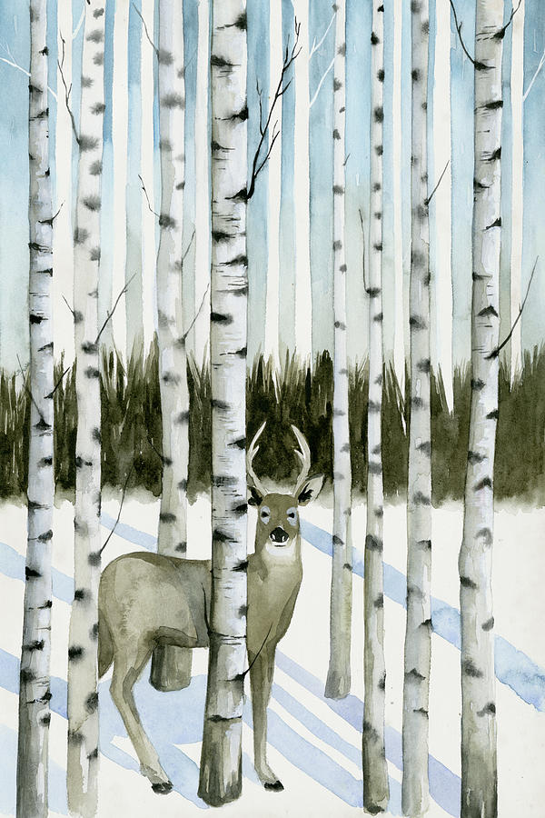Deer In Snowfall I #1 by Grace Popp