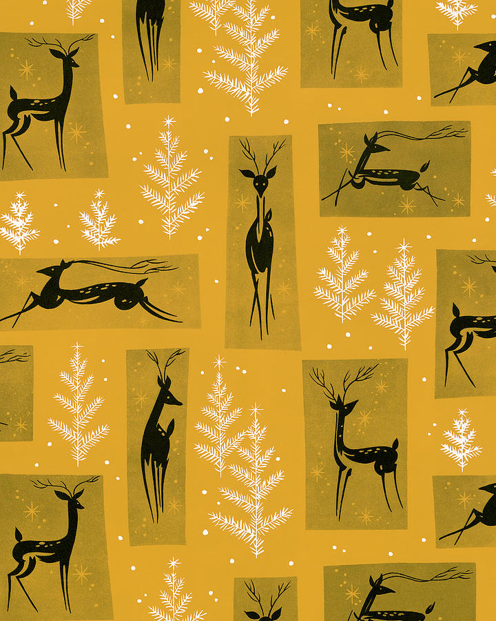 Christmas Drawing - Deer Pattern #1 by CSA Images