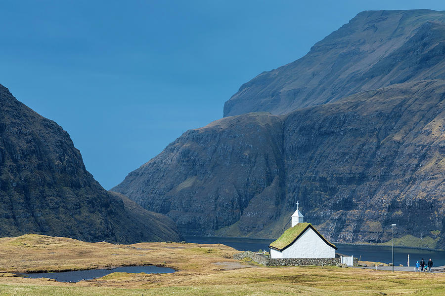 Denmark, Faeroe Islands, Streymoy, Church At Saksun #1 Digital Art by Sebastian Wasek
