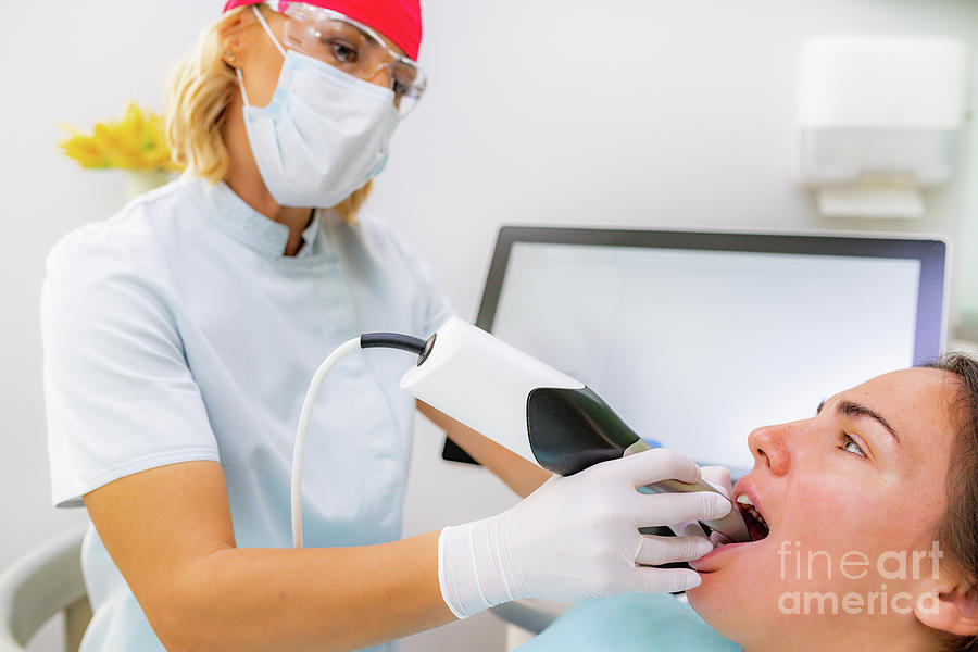 Dentist Using 3d Camera For Tooth Reconstruction Procedure #1 Photograph by Microgen Images/science Photo Library