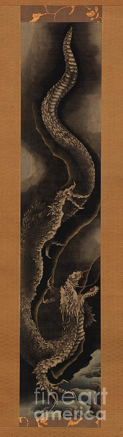 Hokusai Drawing - Descending Dragon by Katsushika Hokusai