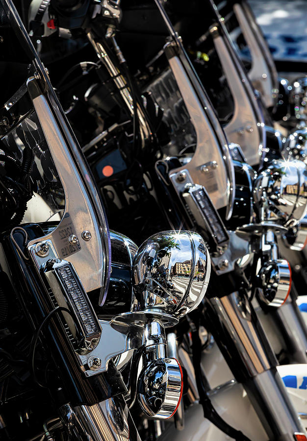 Detail NYPD Motorcycles  #1 Photograph by Robert Ullmann