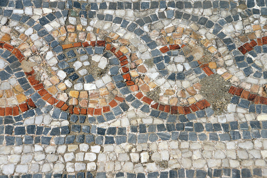 Detail of geometric mosaic walk  #1 Photograph by Steve Estvanik