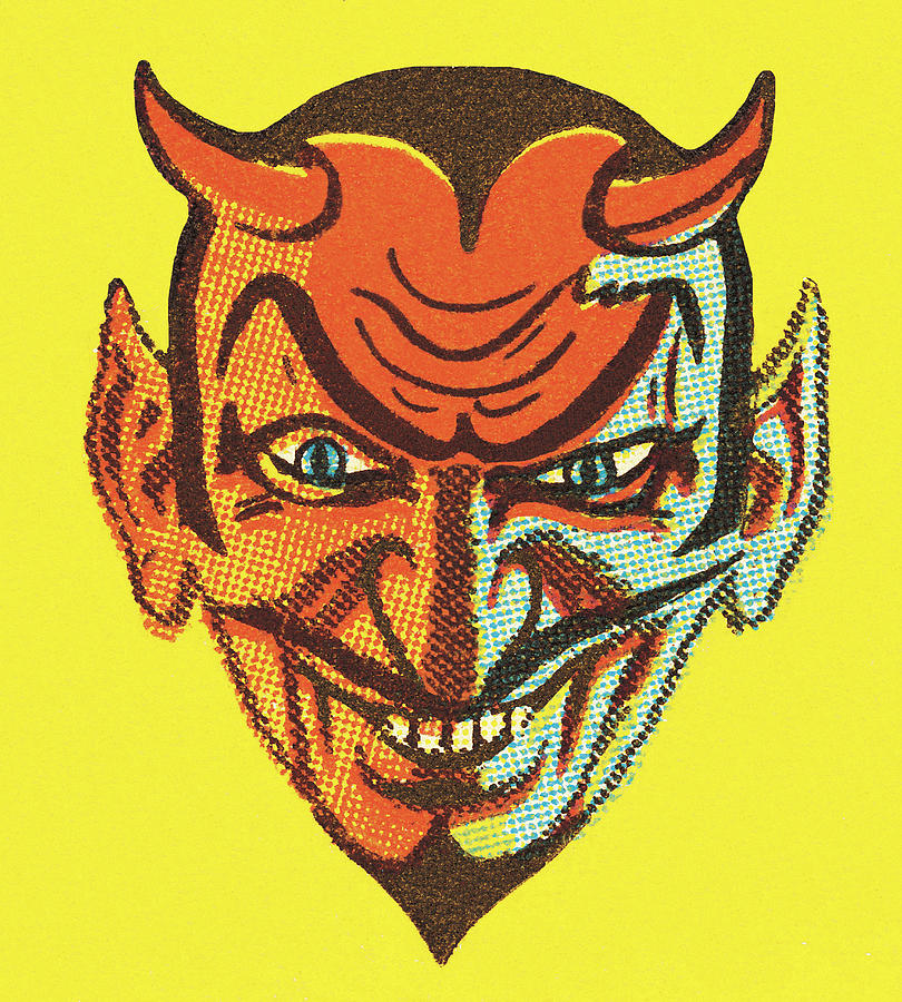 Vintage Drawing - Devil with Horns #1 by CSA Images