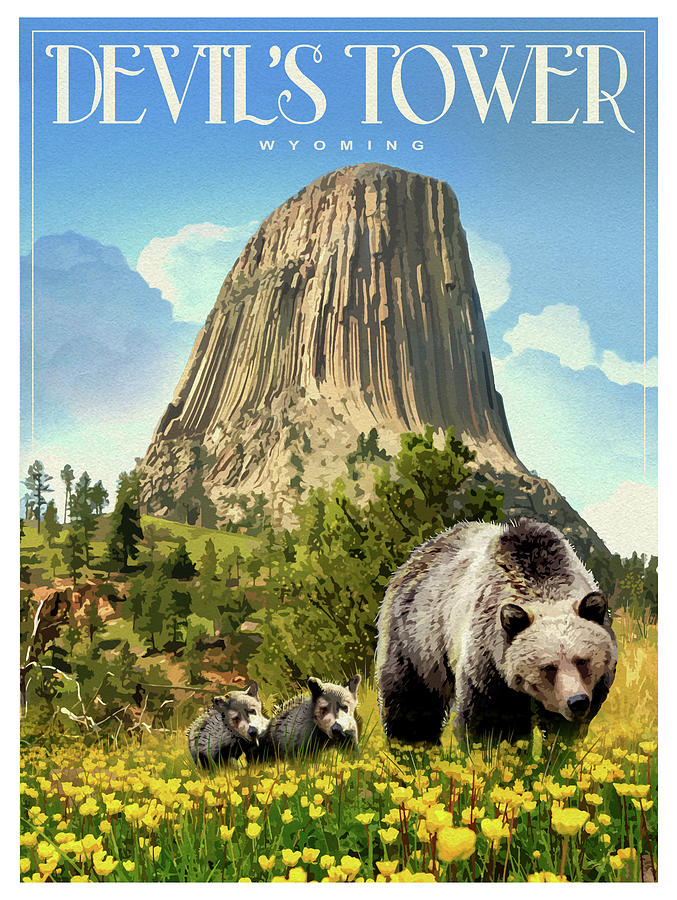 Devils Tower Mixed Media - Devils Tower by Old Red Truck Devils Tower Mixed Media - Devils Tower by Old Red Truck