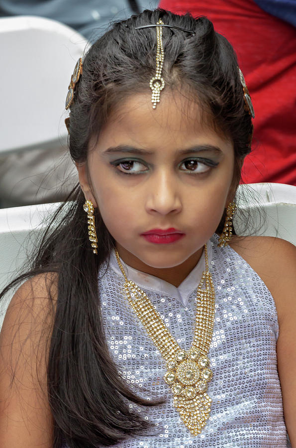 Dewali NYC 2018 Indian girl in Traditional Dress #1 Photograph by Robert Ullmann