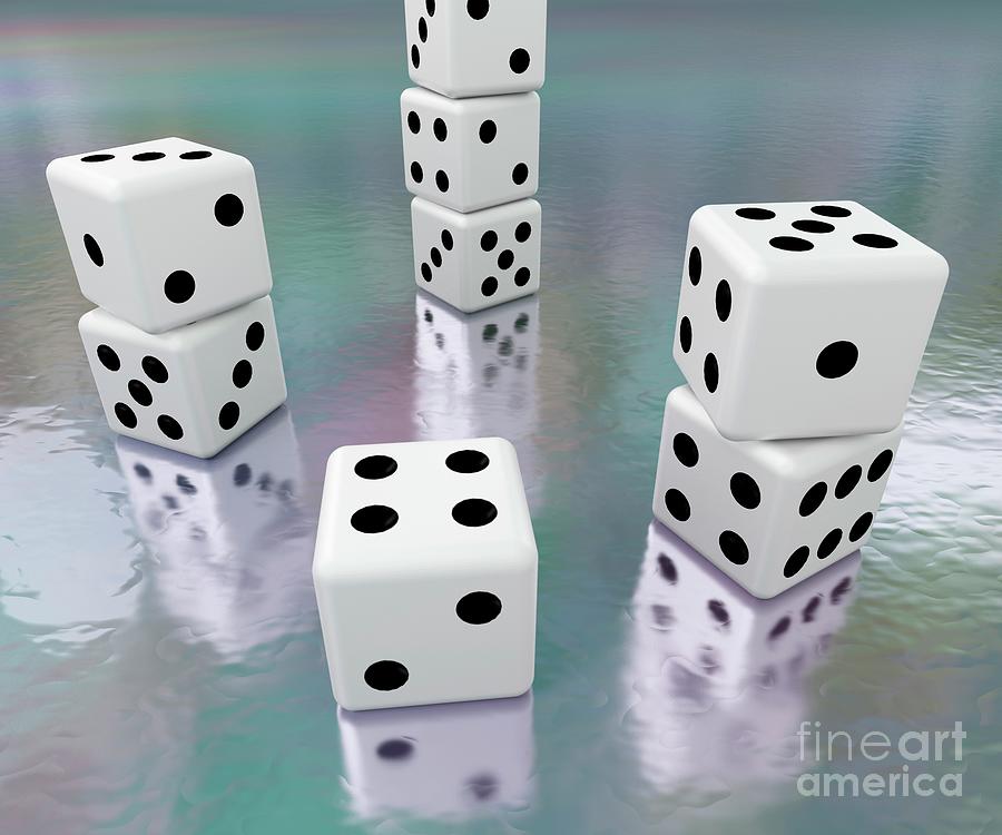 Dice Photograph - Dice And Reflections #1 by Robert Brook/science Photo Library